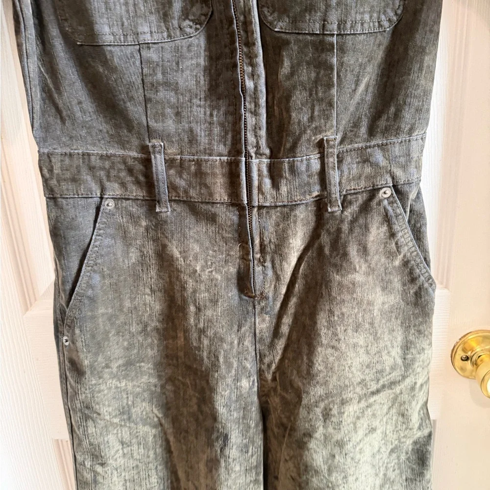 NWT Moss Green Velvet Denim Jumpsuit - Picture 8 of 13